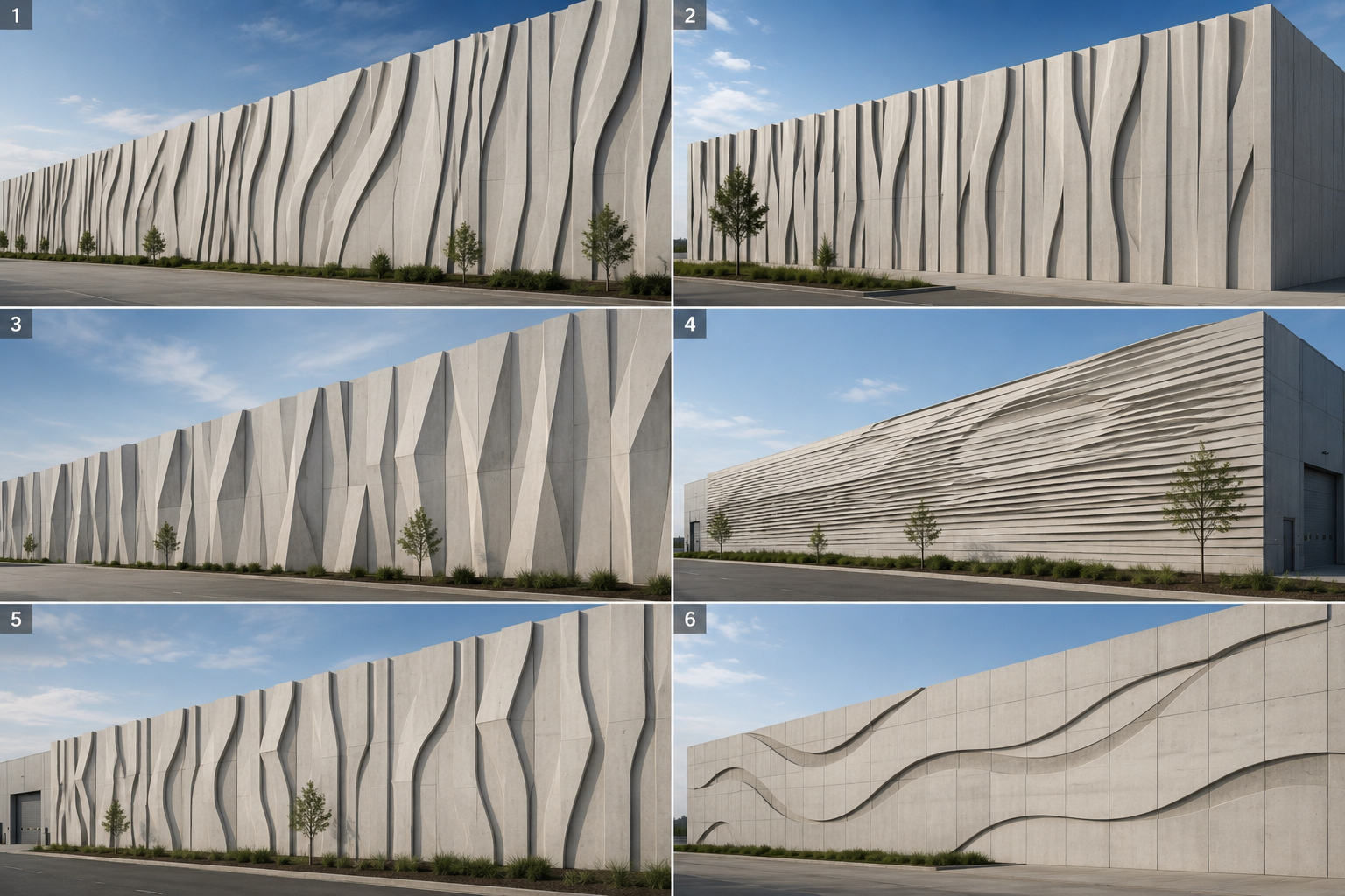 Repeatable precast façade texture families for industrial buildings