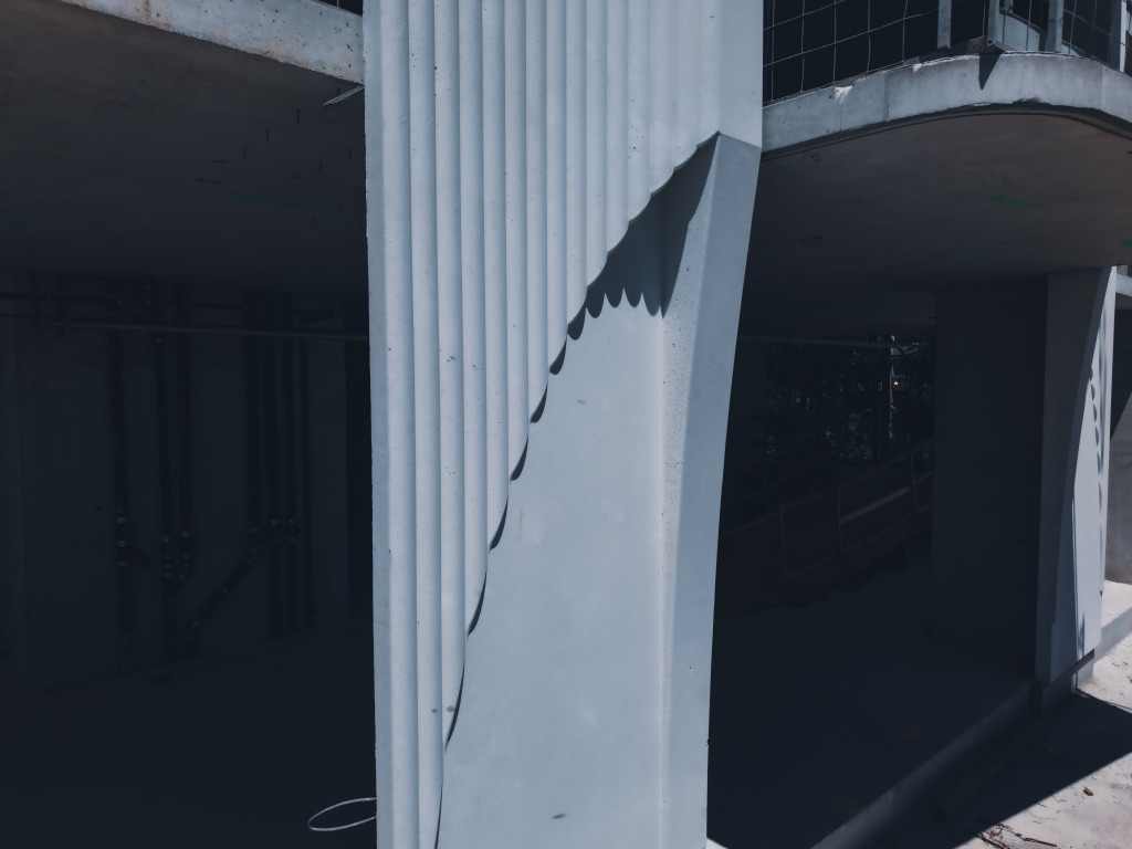 Fluted column installed