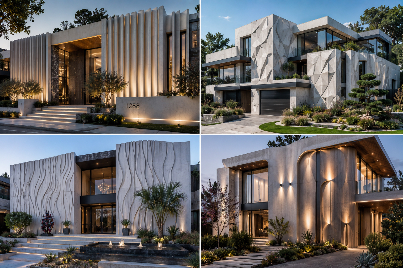 Four sculpted façade texture concepts